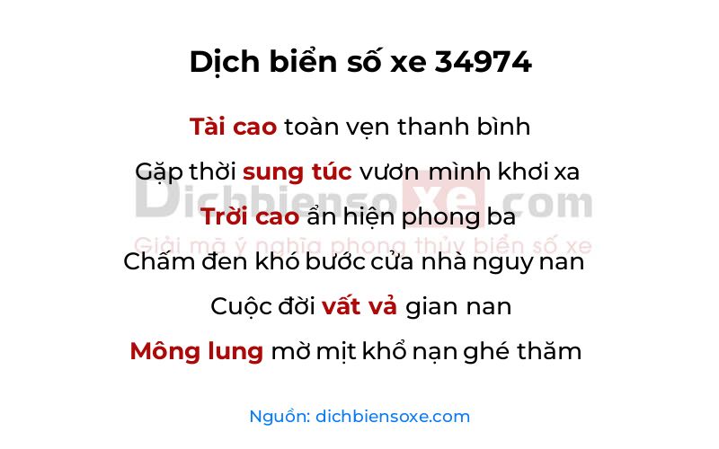 Dịch thơ biển số 34974