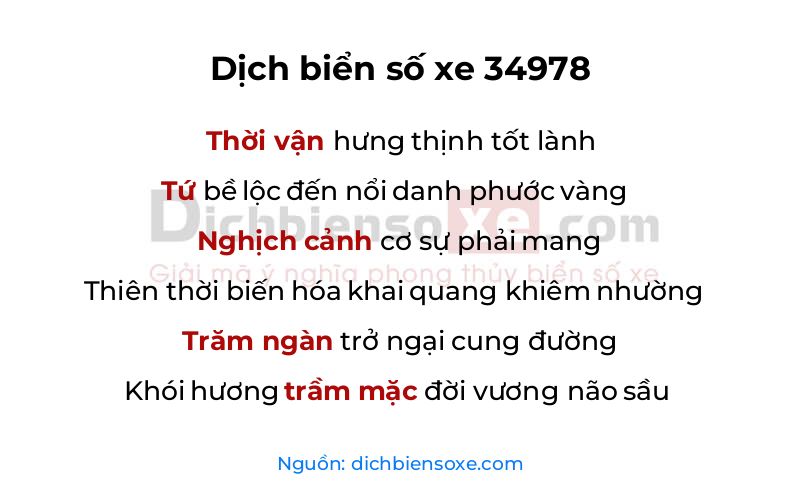 Dịch thơ biển số 34978