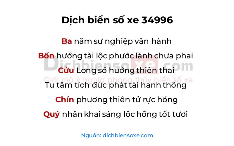 Dịch thơ biển số 34996