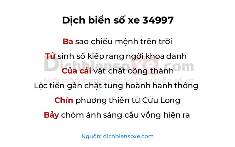 Dịch thơ biển số 34997