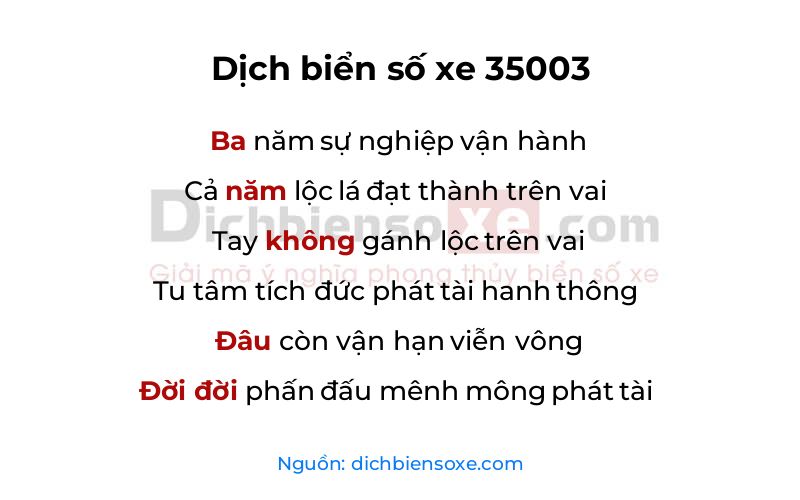 Dịch thơ biển số 35003
