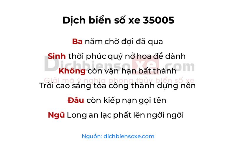 Dịch thơ biển số 35005