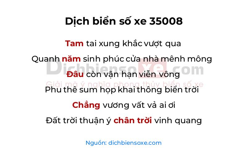 Dịch thơ biển số 35008