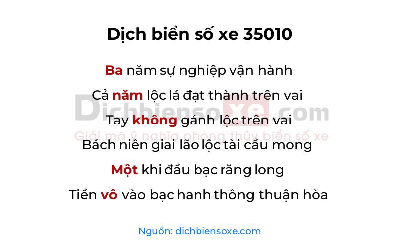 Dịch thơ biển số 35010