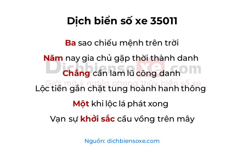 Dịch thơ biển số 35011