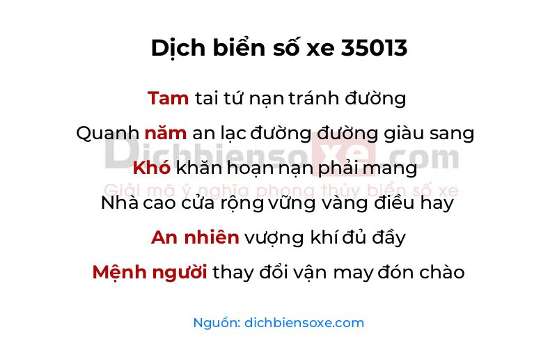 Dịch thơ biển số 35013
