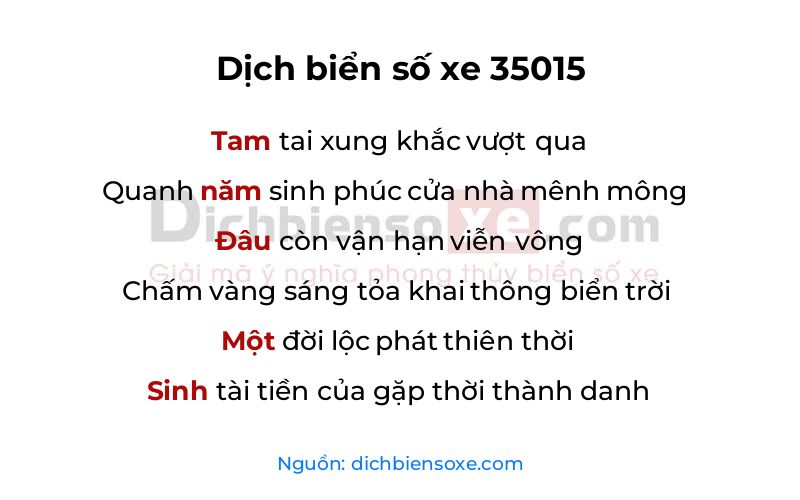 Dịch thơ biển số 35015