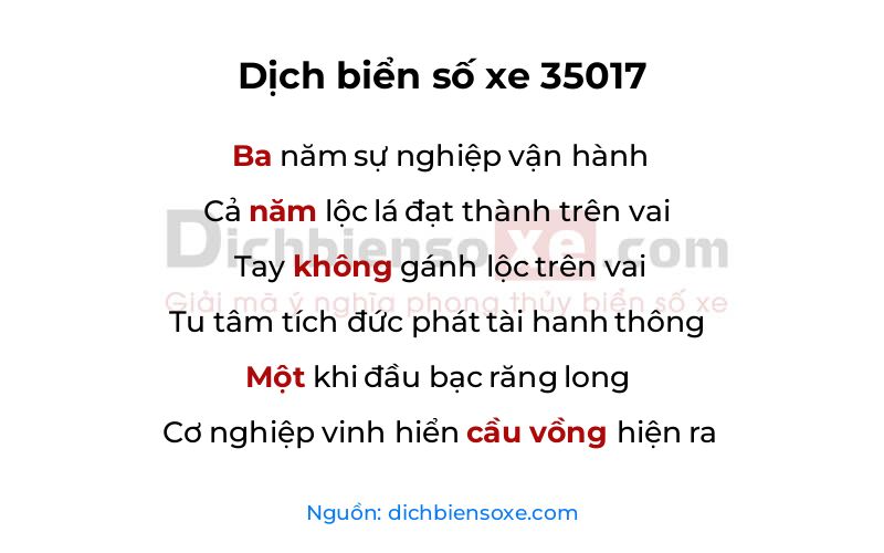 Dịch thơ biển số 35017