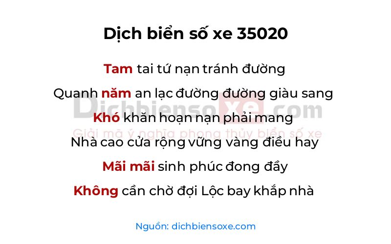 Dịch thơ biển số 35020