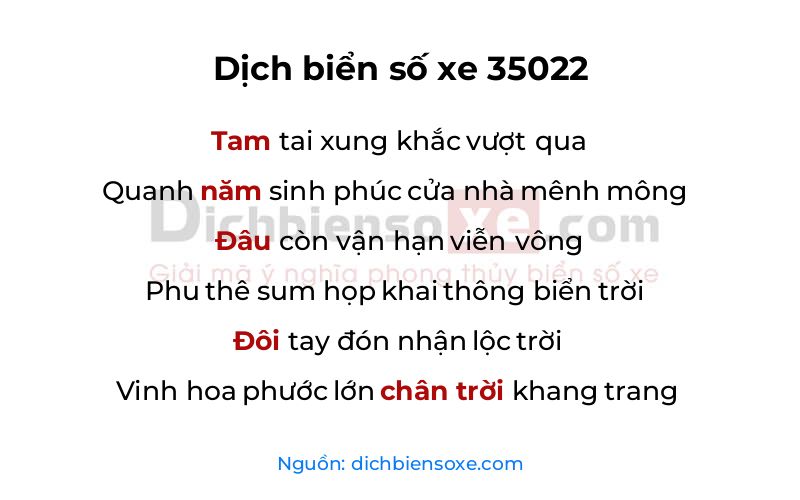 Dịch thơ biển số 35022