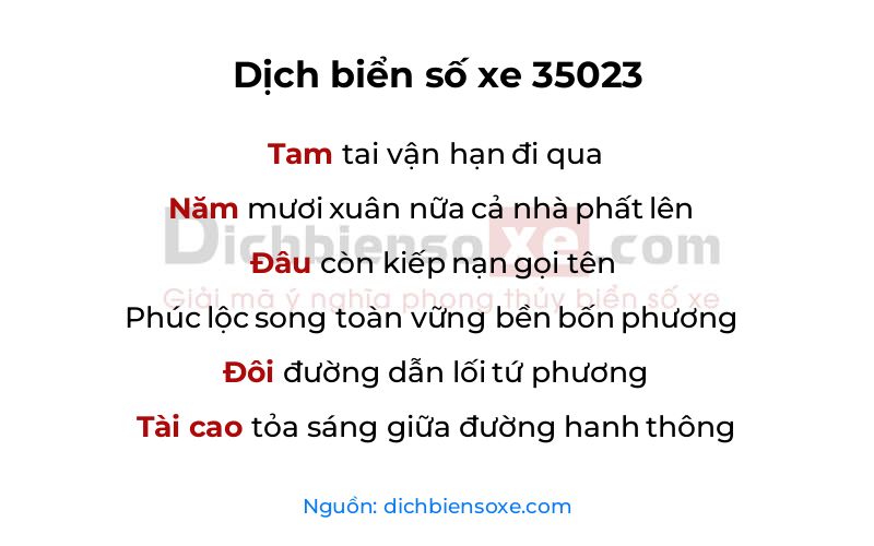 Dịch thơ biển số 35023
