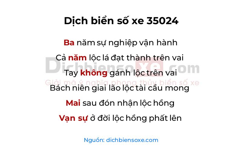 Dịch thơ biển số 35024