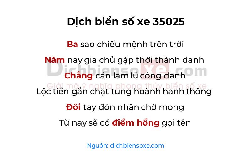 Dịch thơ biển số 35025