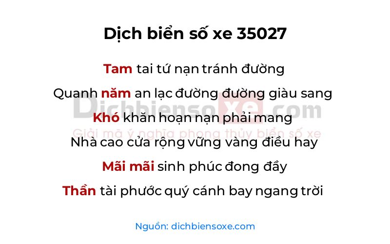 Dịch thơ biển số 35027