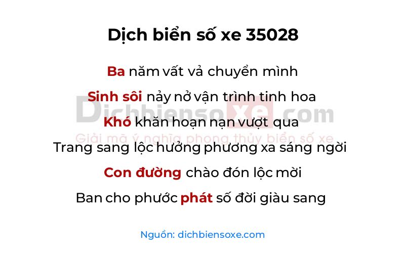 Dịch thơ biển số 35028