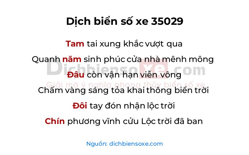 Dịch thơ biển số 35029