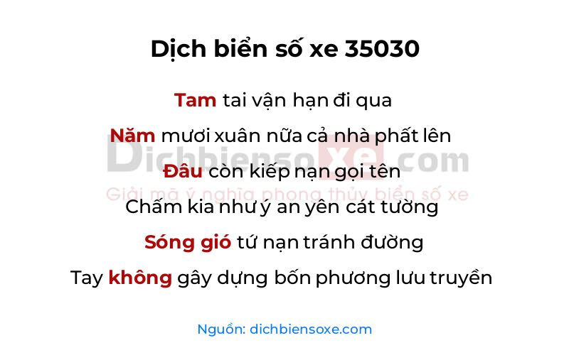Dịch thơ biển số 35030
