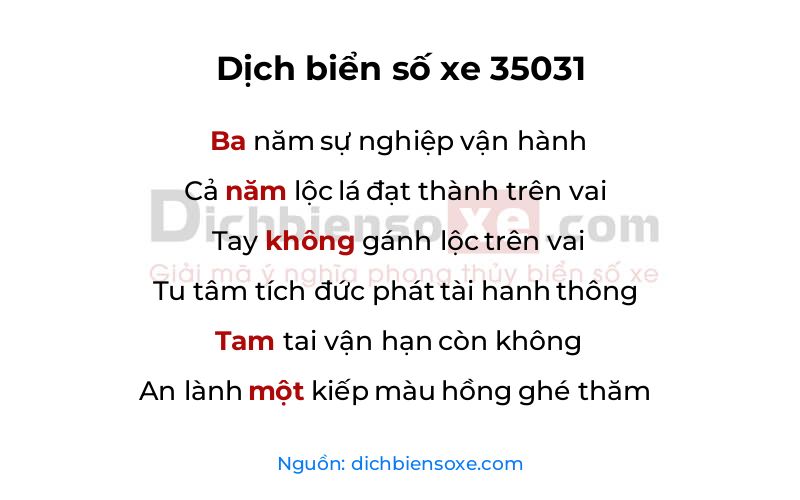Dịch thơ biển số 35031