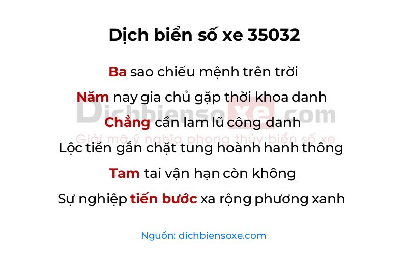 Dịch thơ biển số 35032
