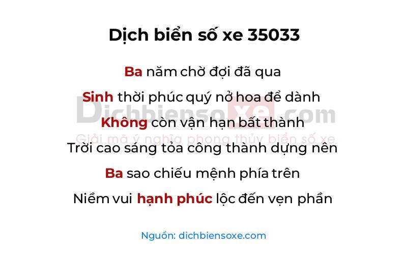 Dịch thơ biển số 35033