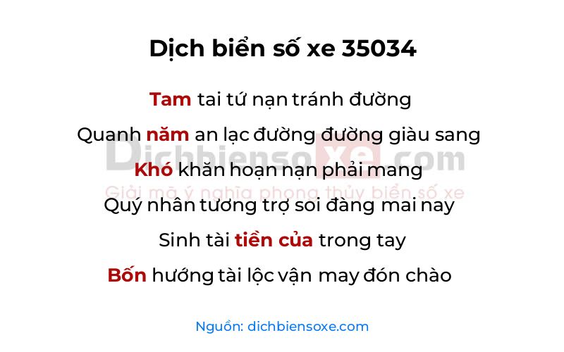 Dịch thơ biển số 35034