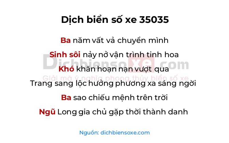 Dịch thơ biển số 35035