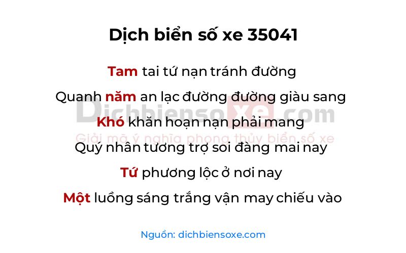 Dịch thơ biển số 35041