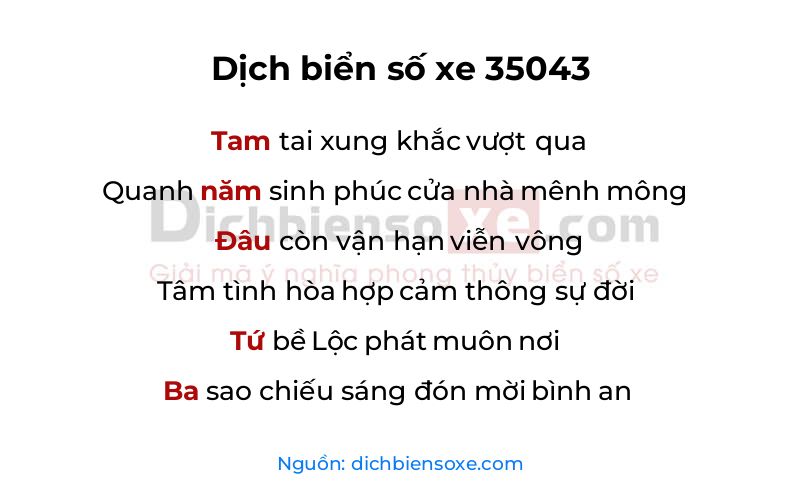 Dịch thơ biển số 35043