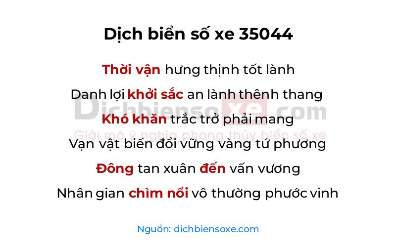 Dịch thơ biển số 35044