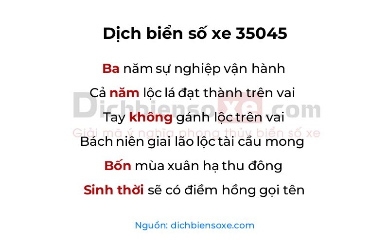 Dịch thơ biển số 35045