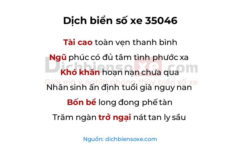 Dịch thơ biển số 35046