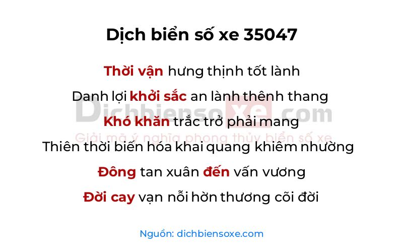 Dịch thơ biển số 35047