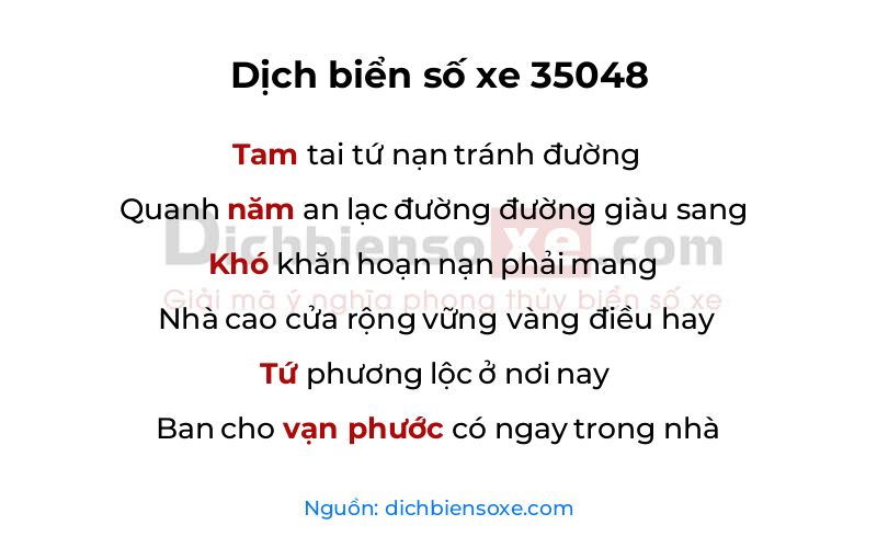Dịch thơ biển số 35048