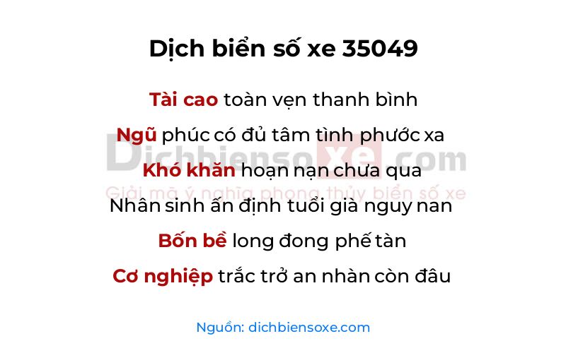 Dịch thơ biển số 35049