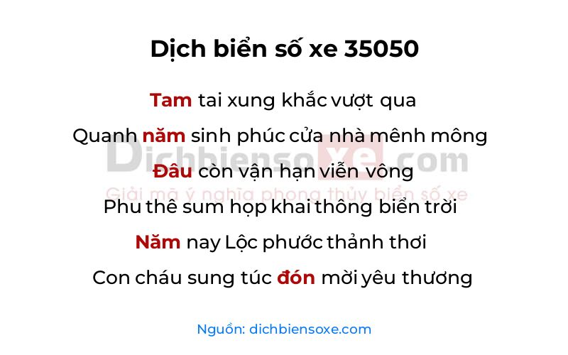 Dịch thơ biển số 35050