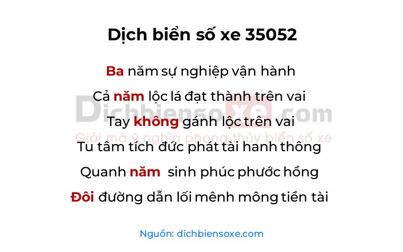 Dịch thơ biển số 35052