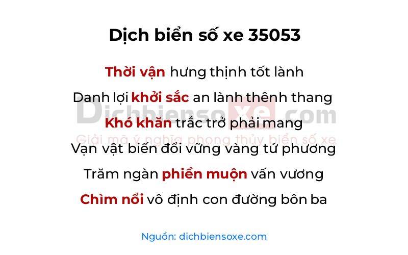 Dịch thơ biển số 35053