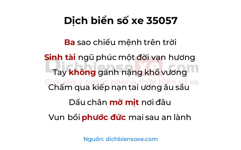 Dịch thơ biển số 35057