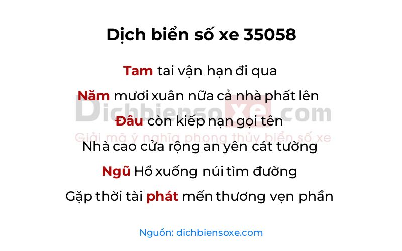 Dịch thơ biển số 35058