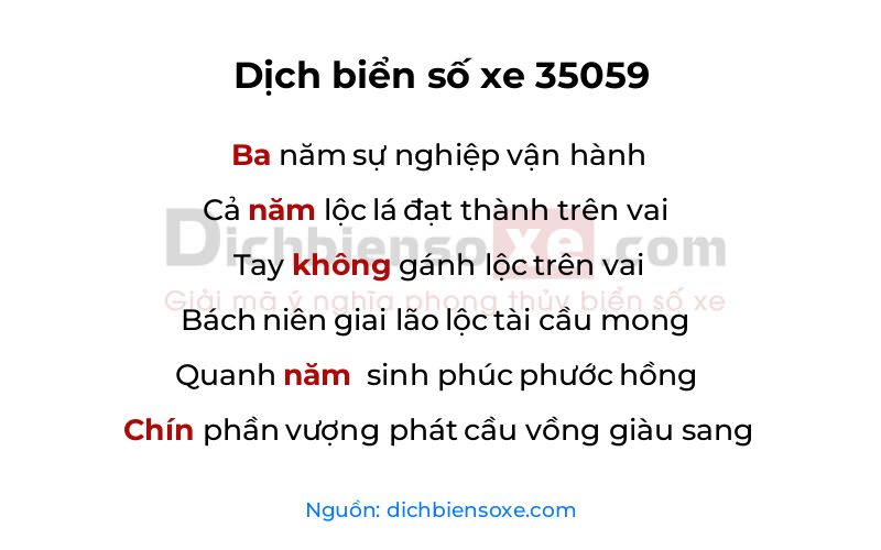 Dịch thơ biển số 35059