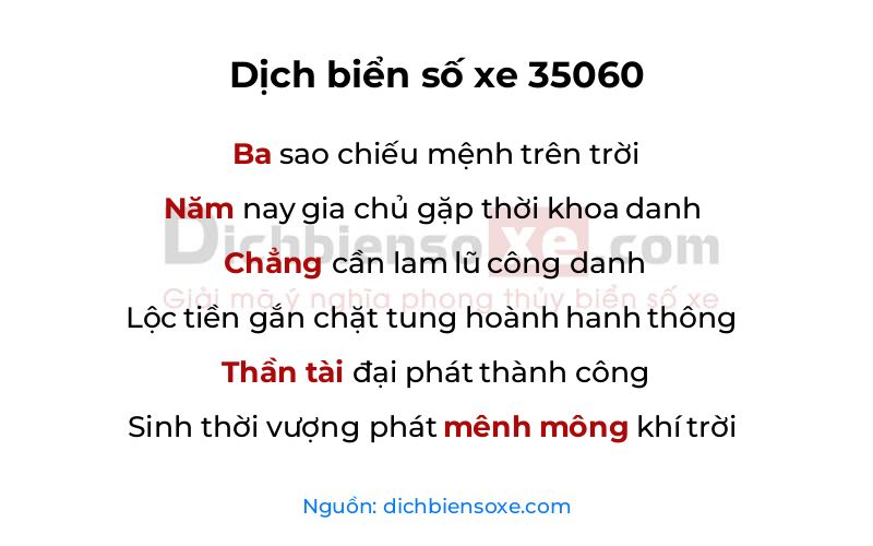Dịch thơ biển số 35060