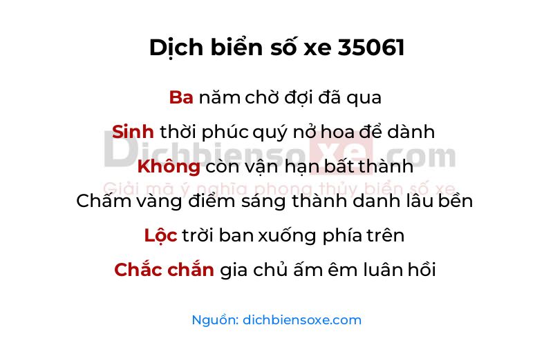 Dịch thơ biển số 35061