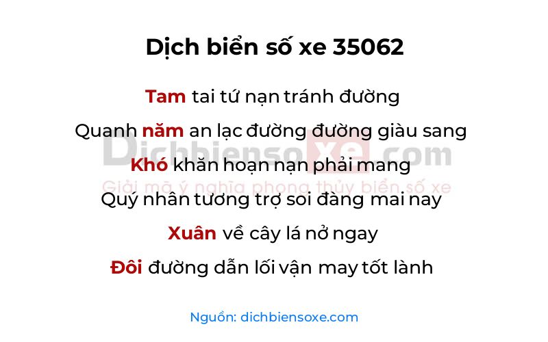 Dịch thơ biển số 35062