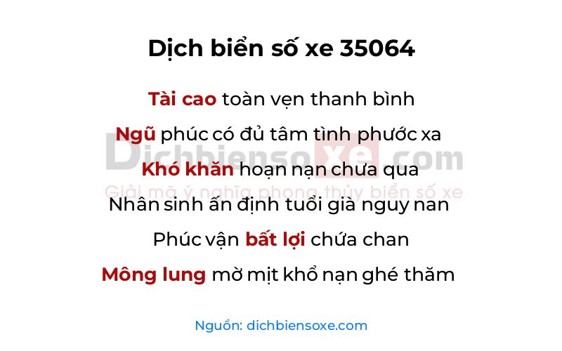 Dịch thơ biển số 35064