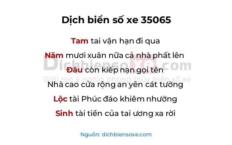 Dịch thơ biển số 35065