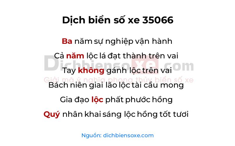 Dịch thơ biển số 35066