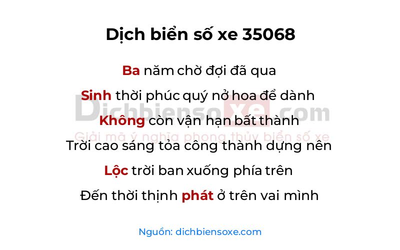 Dịch thơ biển số 35068