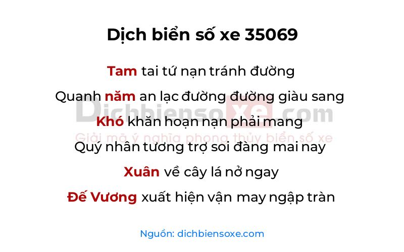 Dịch thơ biển số 35069
