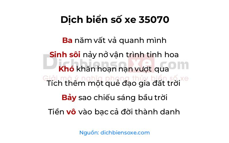 Dịch thơ biển số 35070