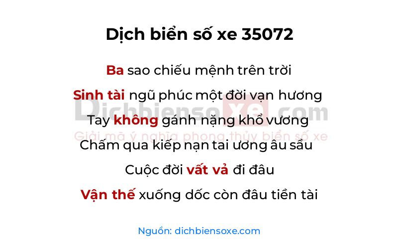 Dịch thơ biển số 35072